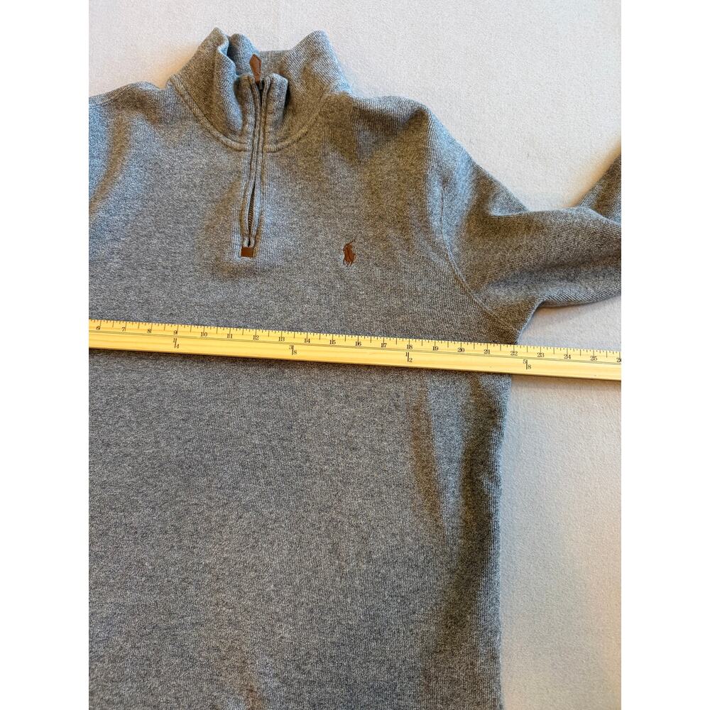 Polo Ralph Lauren Men’s Gray Cotton Quarter Zip Pullover Sweater Medium - Picture 7 of 7
